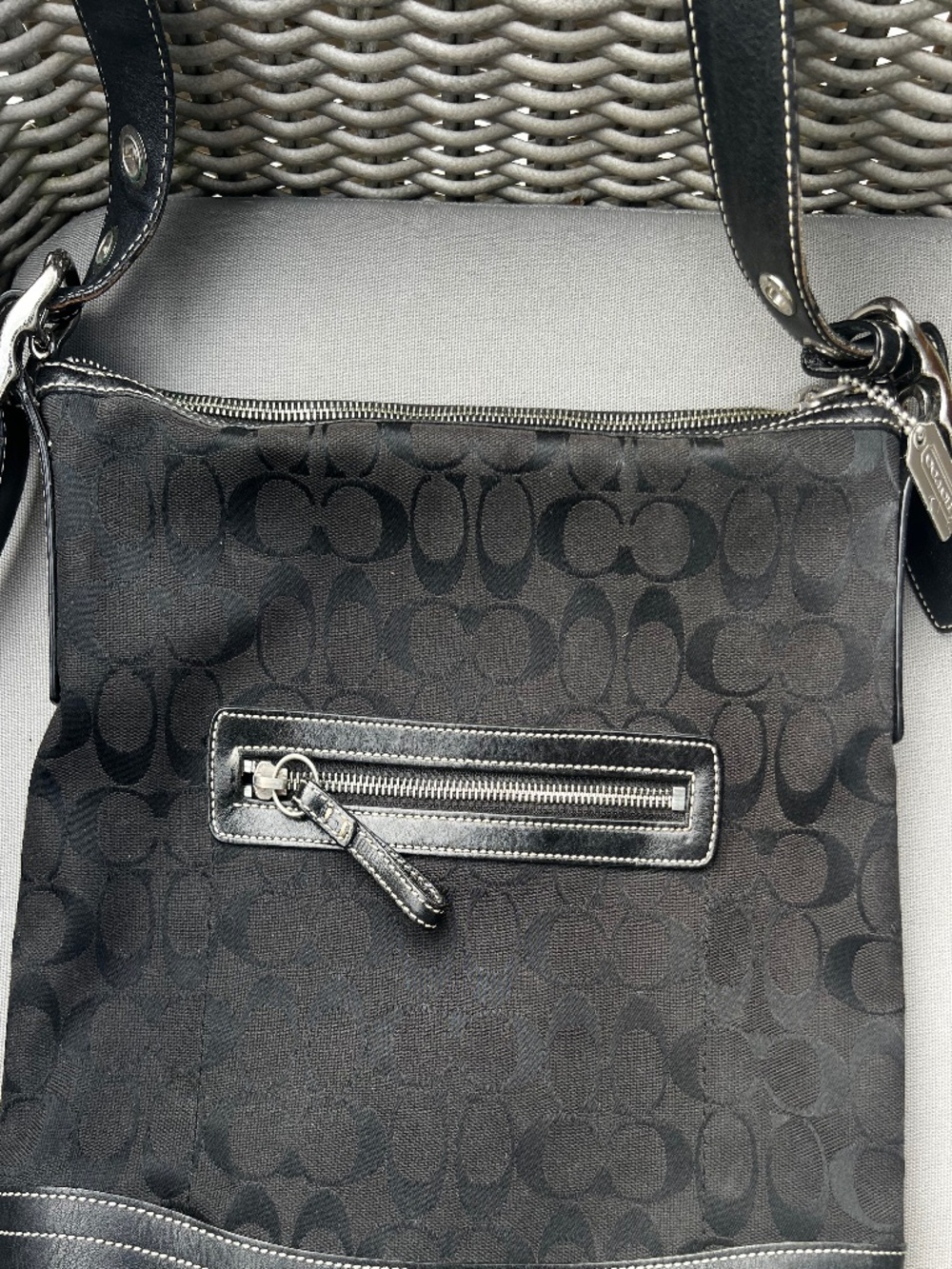 Coach Soho 9349 Black Signature Jacquard Leather Hobo Shoulder Bag Y2K